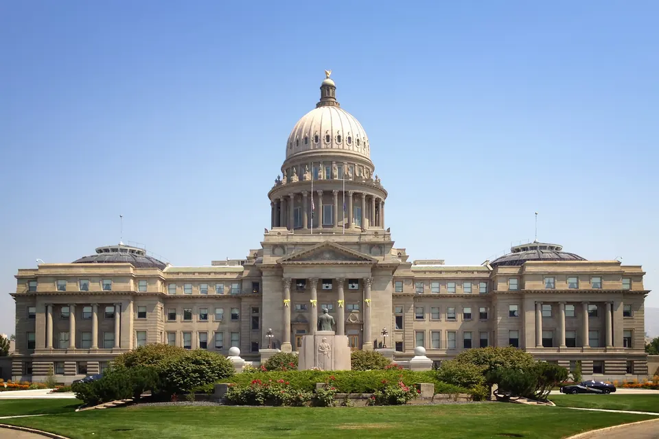 Idaho State Capitol and surrounding grounds in Boise